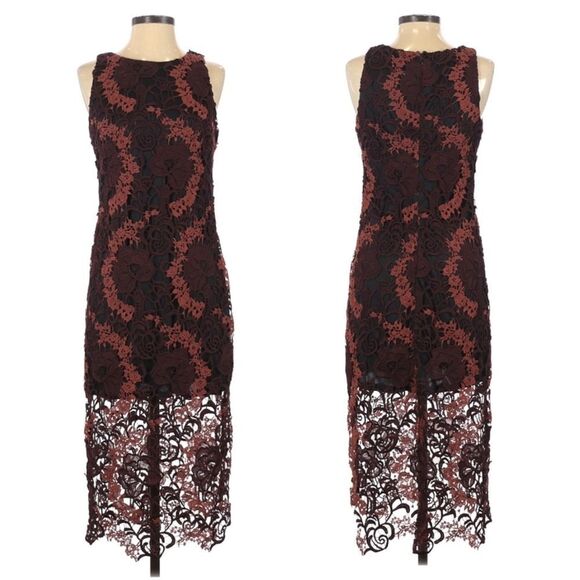 ALEXIA ADMORE Floral Crochet Lace Illusion Midi Dress S - Picture 1 of 9